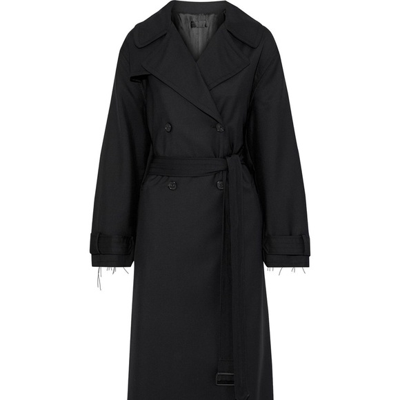 Nili Lotan matland frayed wool black trench coat - Picture 2 of 16